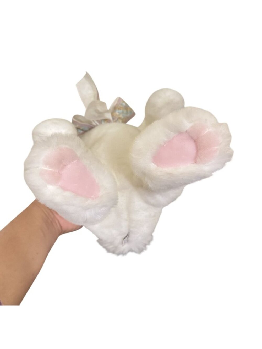 Vintage GUND White Plush Bunny Rabbit Floral Bow Stuffed Animal 14” Easter - Picture 4 of 10